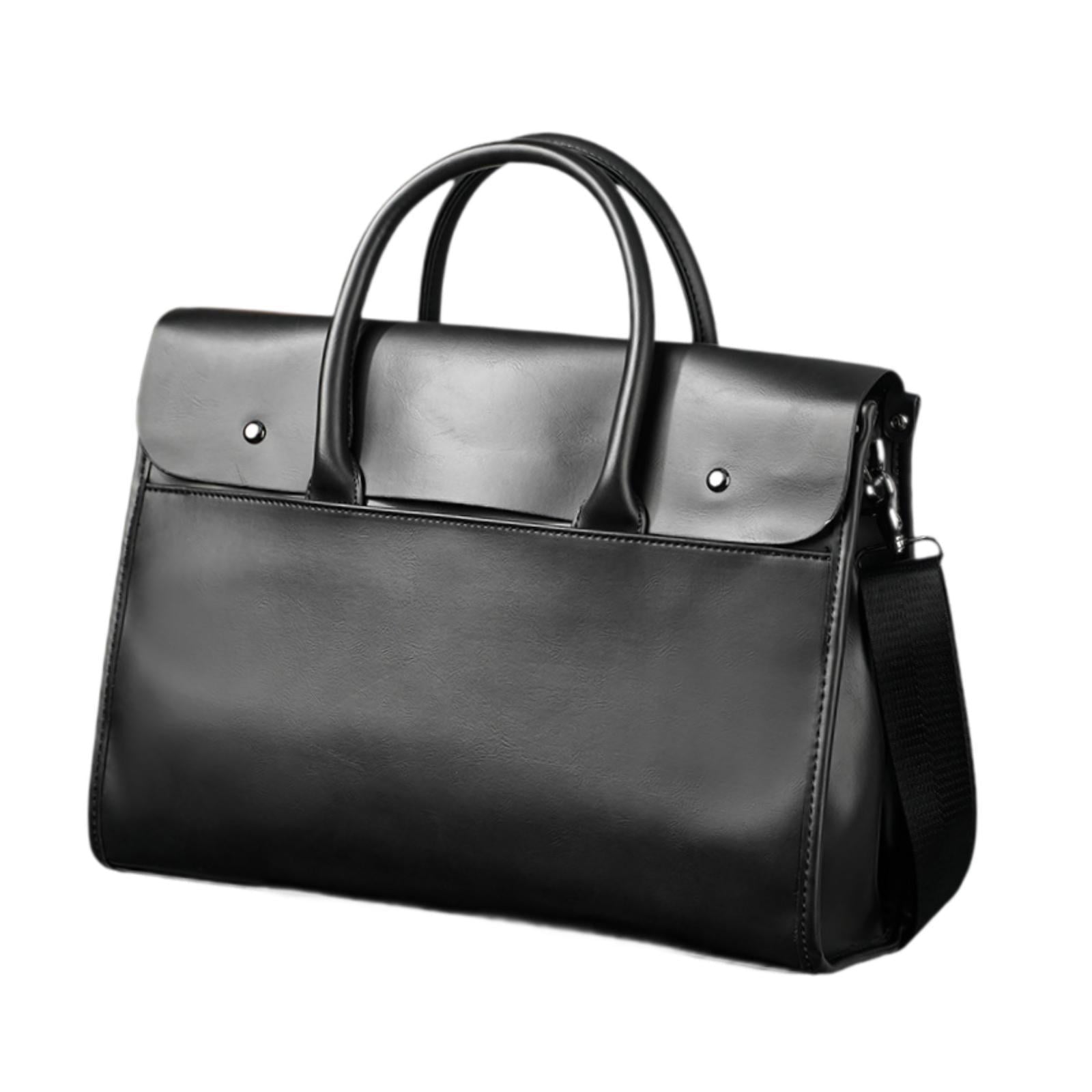 Bag PU Leather Easy Carrying Sturdy Handbag Casual Shoulder Bag Work Bag Computer Bag for Work Office Black - Image 2