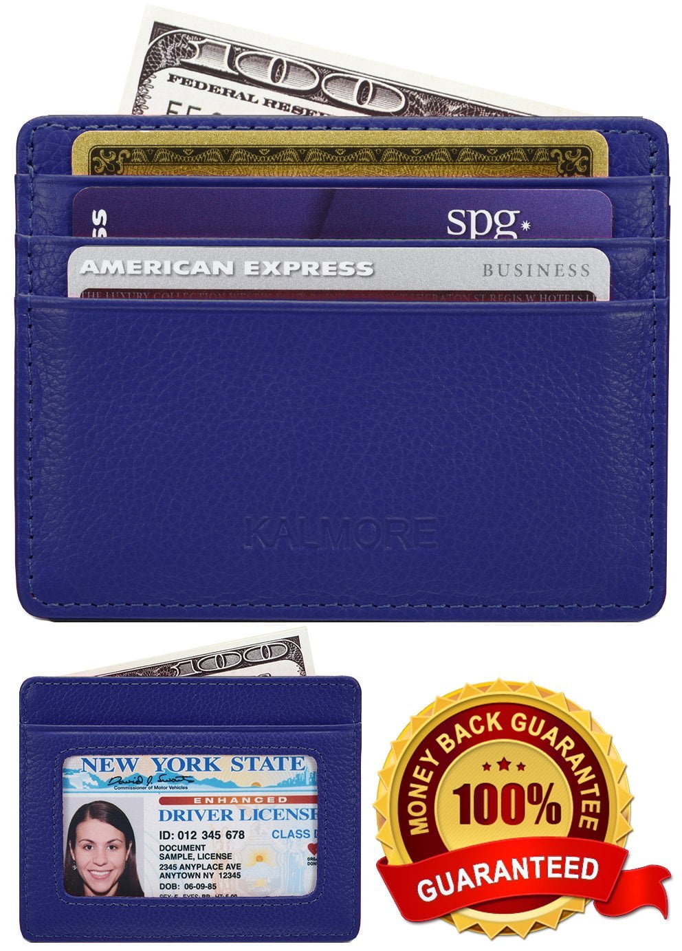 Credit Card Holder Genuine Leather Slim & Thin Pocket Wallet Minimalist Wallet Money Clip RFID Blocking - Image 3