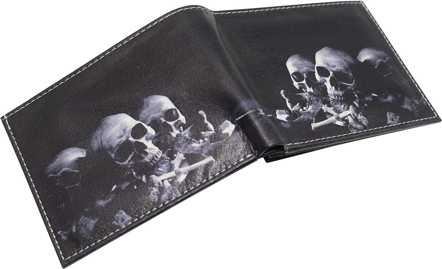 RFID Blocking Genuine Leather Printed Skull Theme Bifold Wallet with Gift box for men Skull 3 - Image 6
