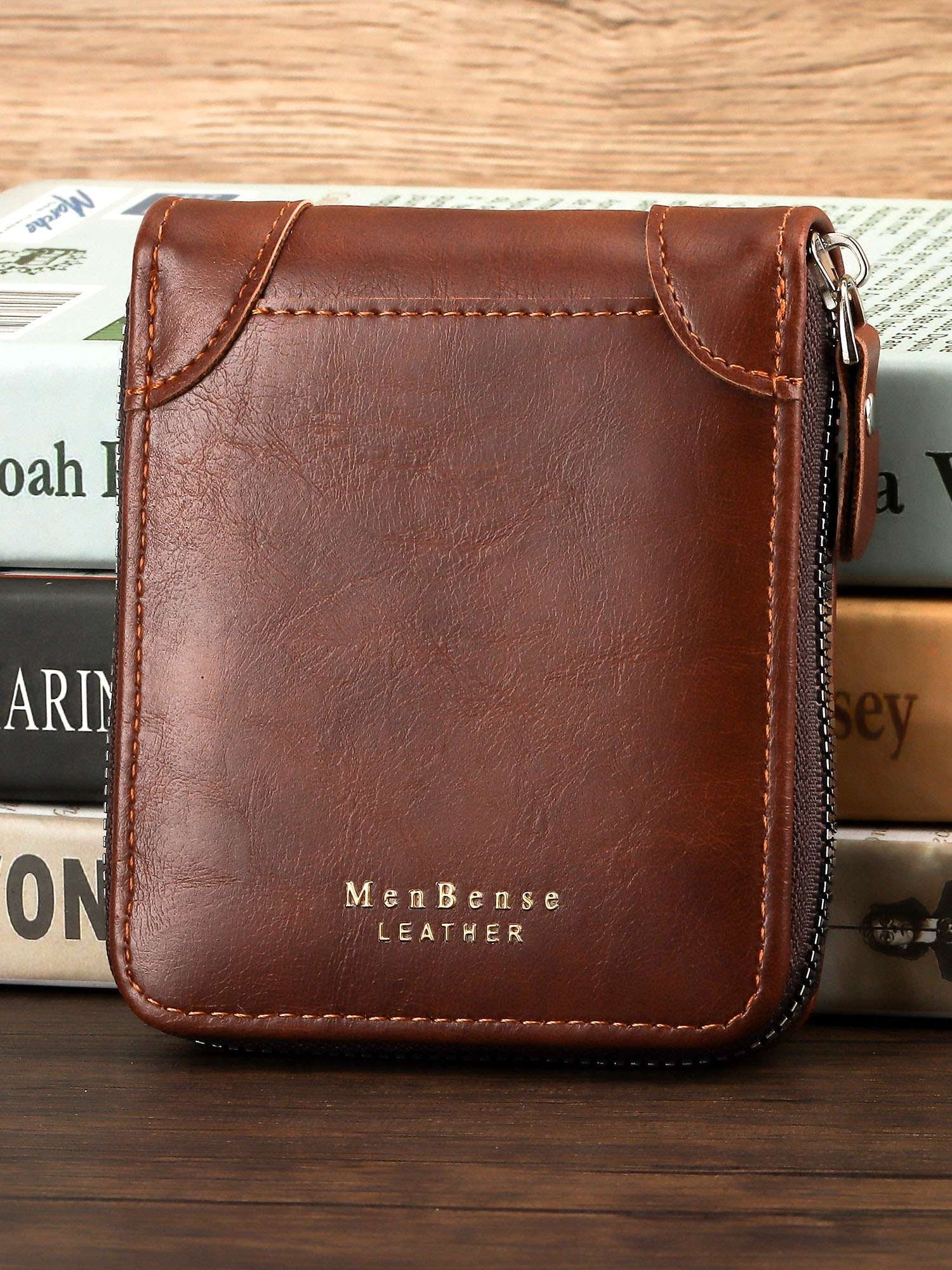 RFID Blocking Men's Leather Bifold Wallet, Brown - Image 6