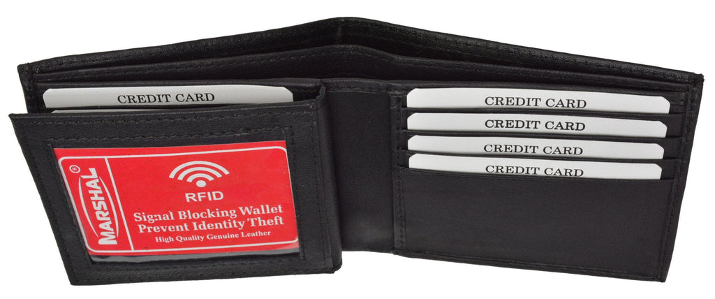 RFID Blocking Premium Soft Leather Men's Multi Card Compact Center Flip Bifold Wallet RFID P 52 (C) - Image 4