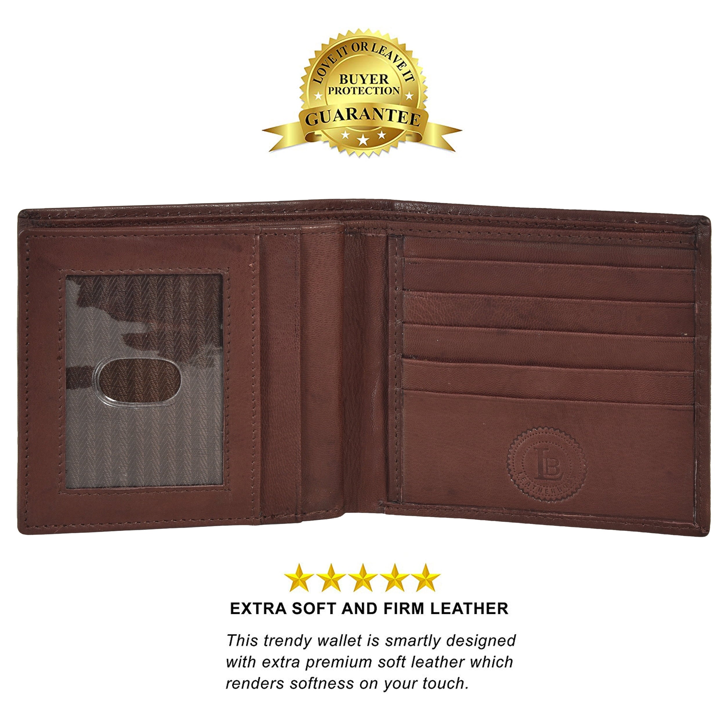Genuine Leather RFID Blocking Men's Multi Card Compact Wallet, Dark Brown - Image 3
