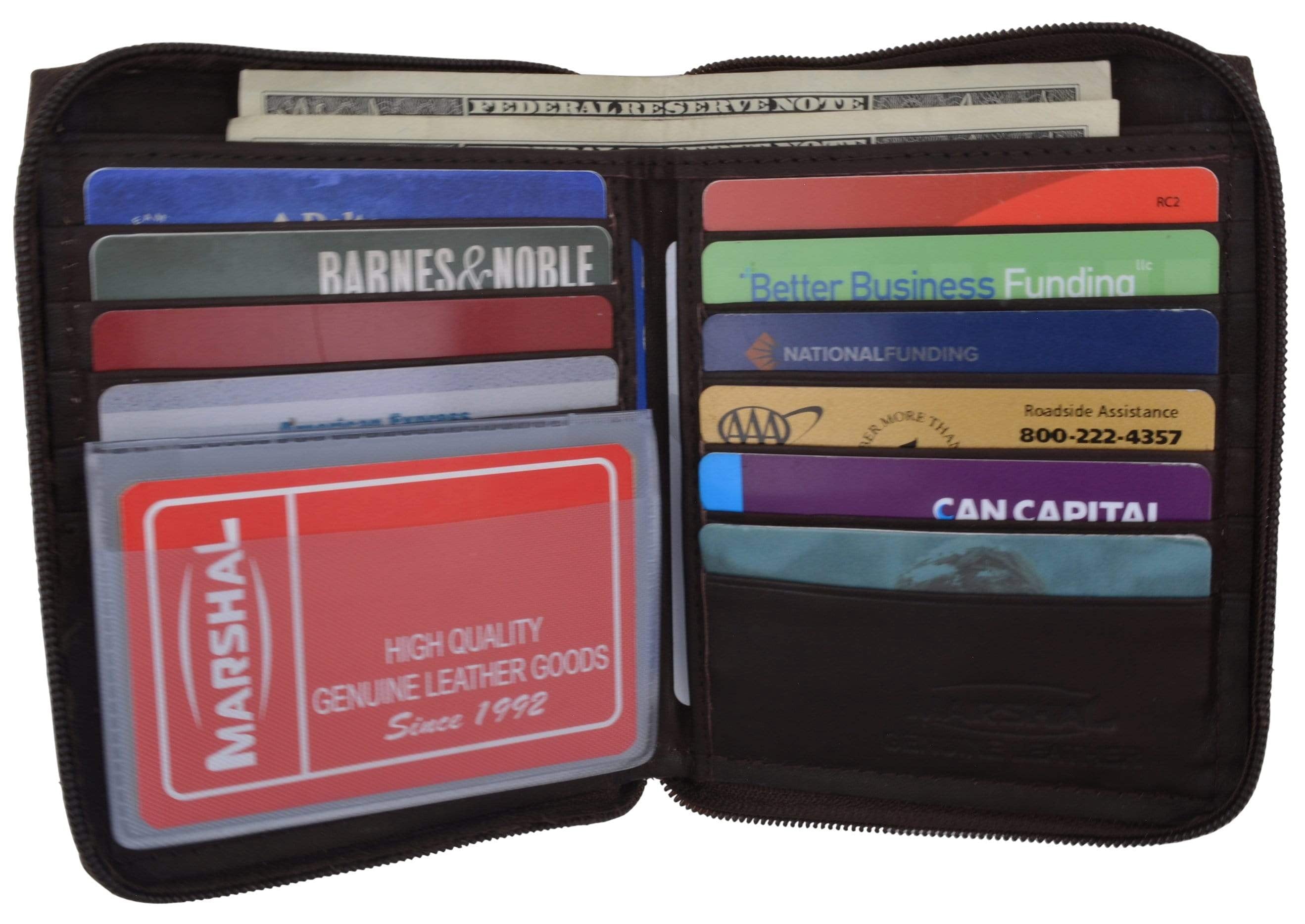 Genuine Mens Leather Zippered Card ID Holder Wallet 702 CF - Image 3