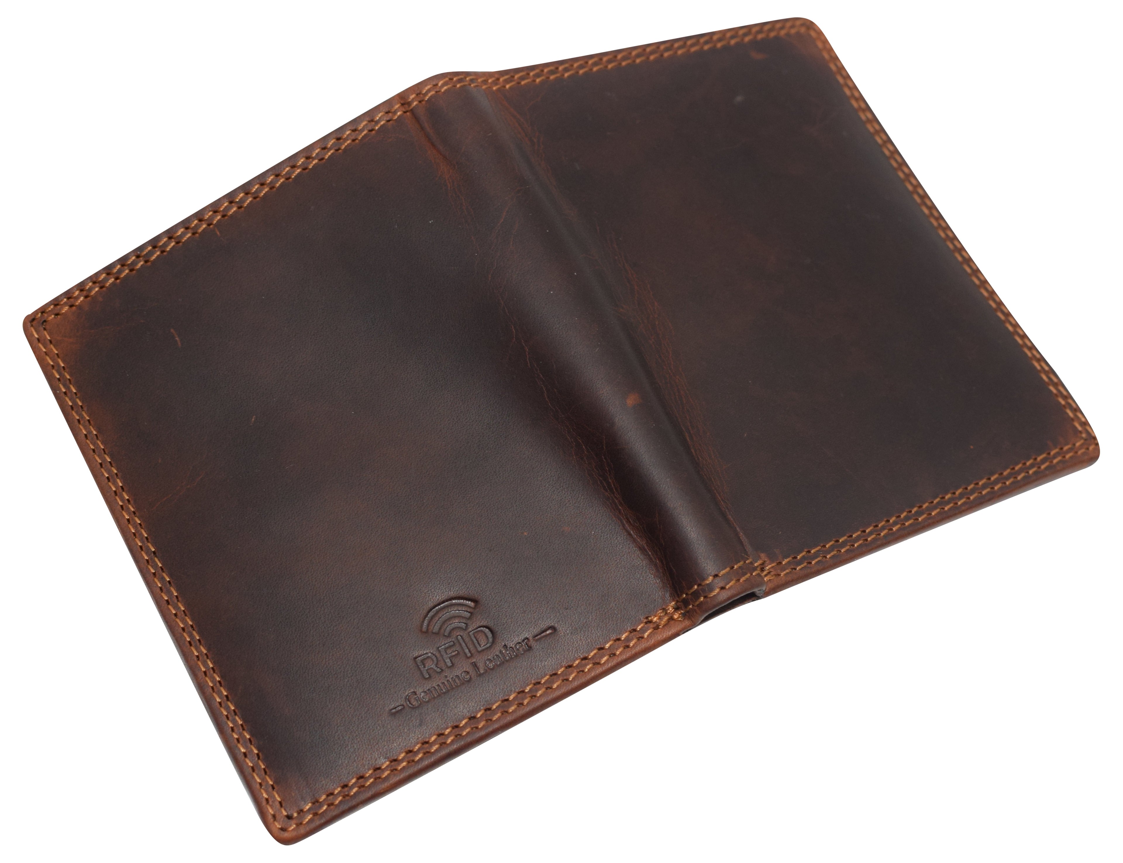 Vintage Leather Mens Slim Bifold Wallet RFID Blocking Credit Card Holder Wallets for Men - Image 5