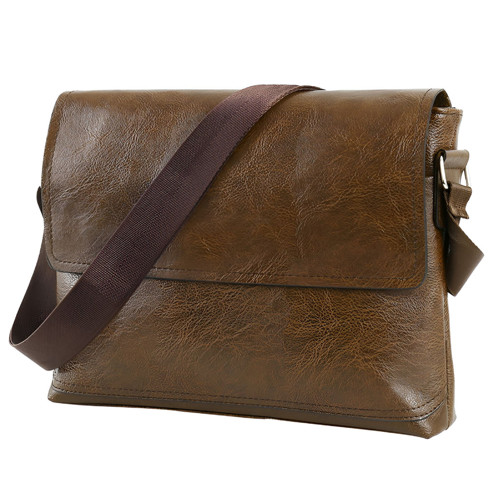 Men Handbag Pu Leather Messenger Shoulder Briefcase Vintage Unisex College School Satchel Travel Bag - Image 5