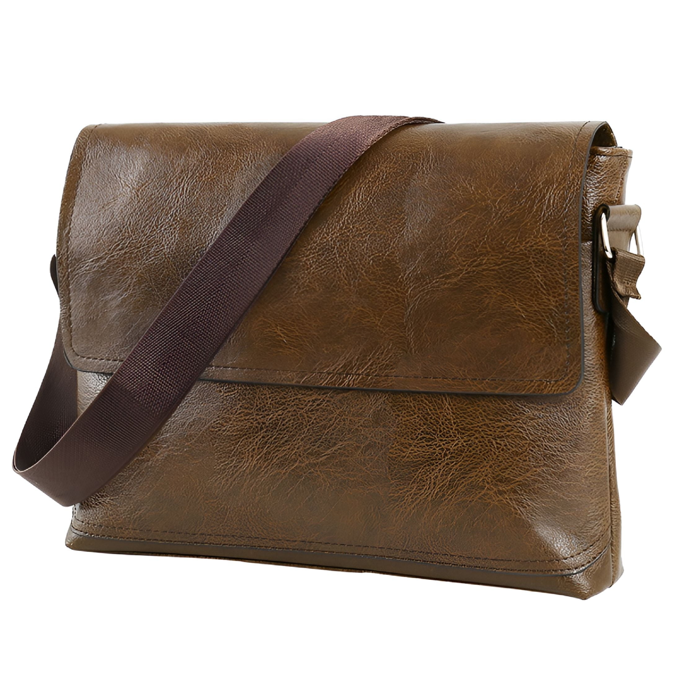 Men Handbag Pu Leather Messenger Shoulder Briefcase Vintage Unisex College School Satchel Travel Bag - Image 5