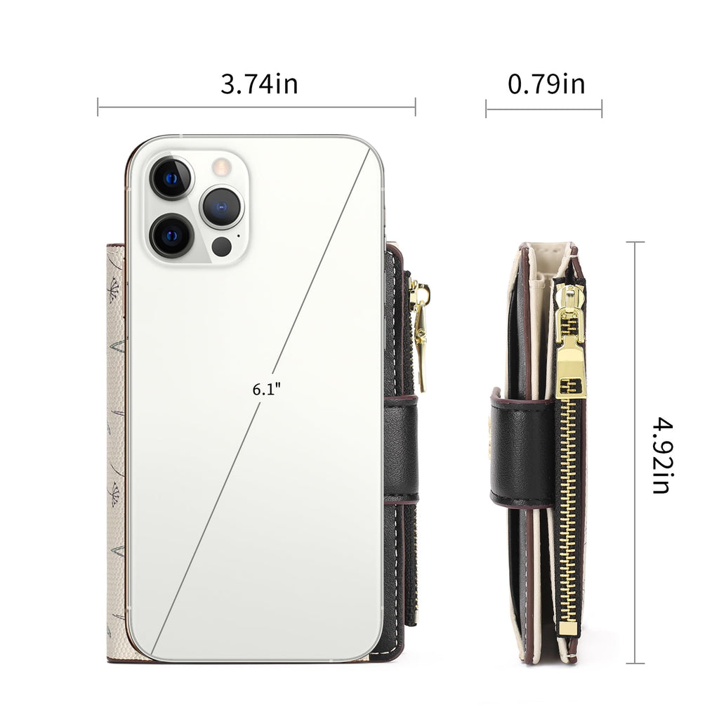 Small Wallet for Women Slim Bifold Leather Credit Card Holder Purse Zipper Pocket Coin Wallets with ID Window - Image 4