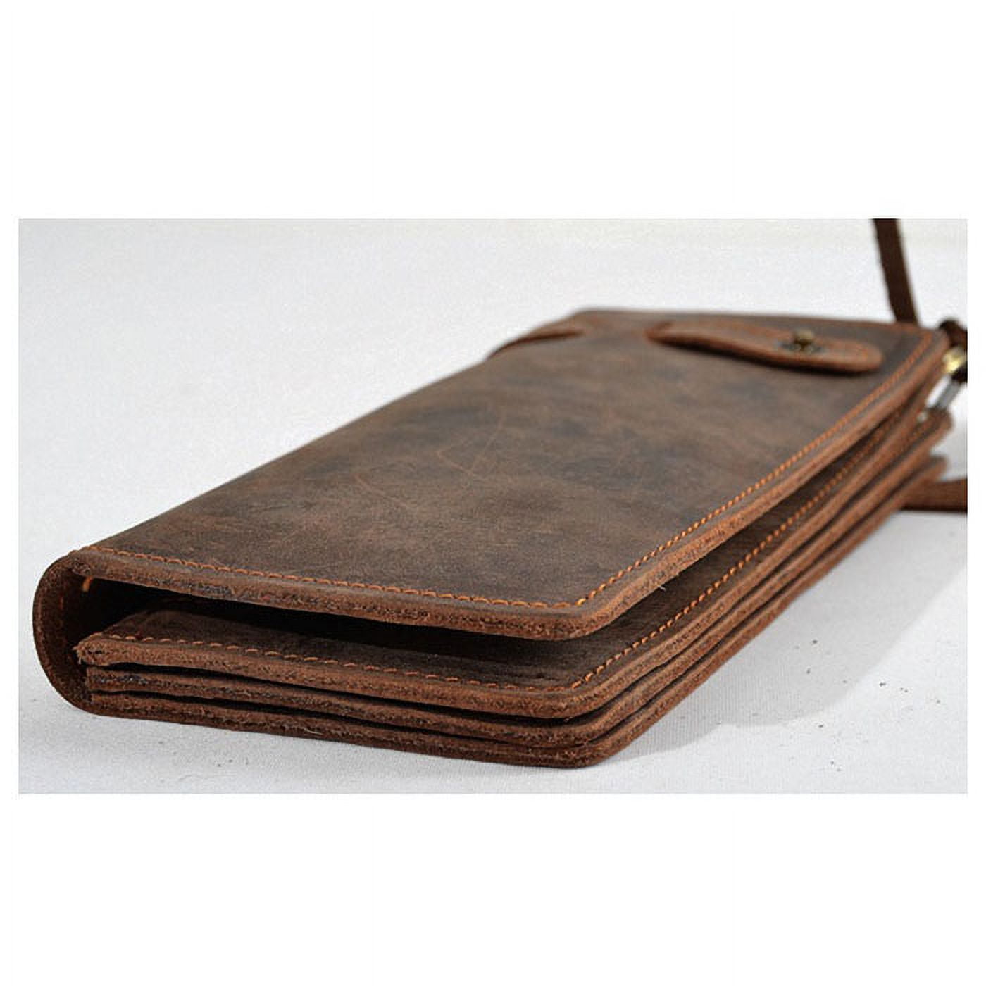 Vintage Men Leather Biker Long Chain Trucker Wallet Card Holder Checkbook Purse - Image 2