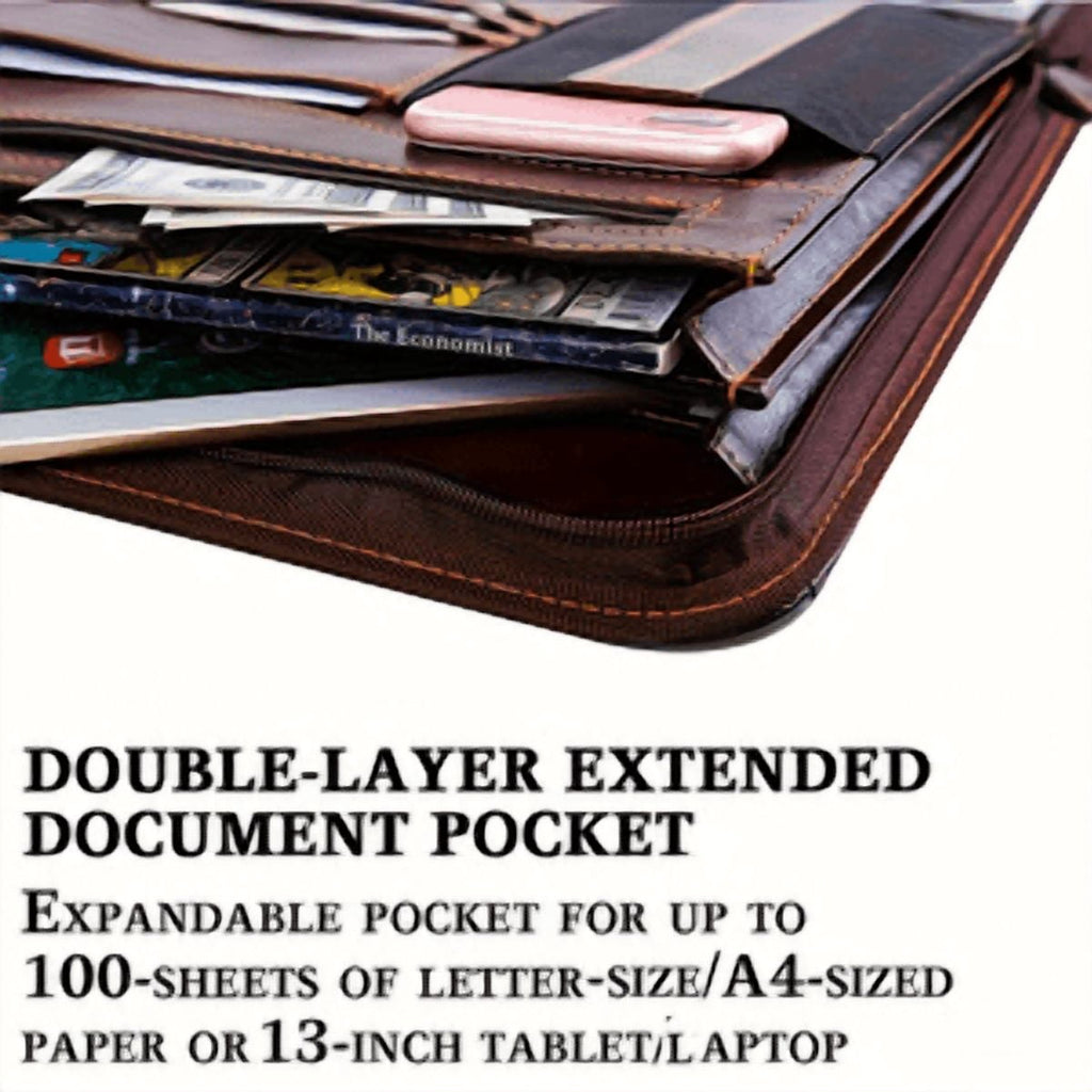 with 3 Ring Binder, Professional PU Leather Portfolio Organizer with tepad, Tablet & Phone Pocket, Business Resume Do... - Image 6