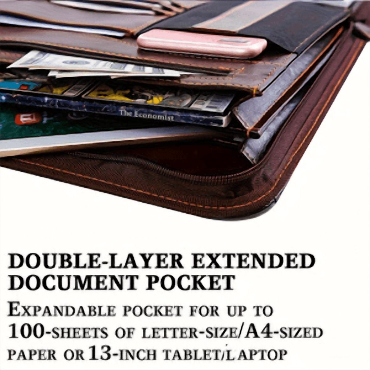 with 3 Ring Binder, Professional PU Leather Portfolio Organizer with tepad, Tablet & Phone Pocket, Business Resume Do... - Image 6