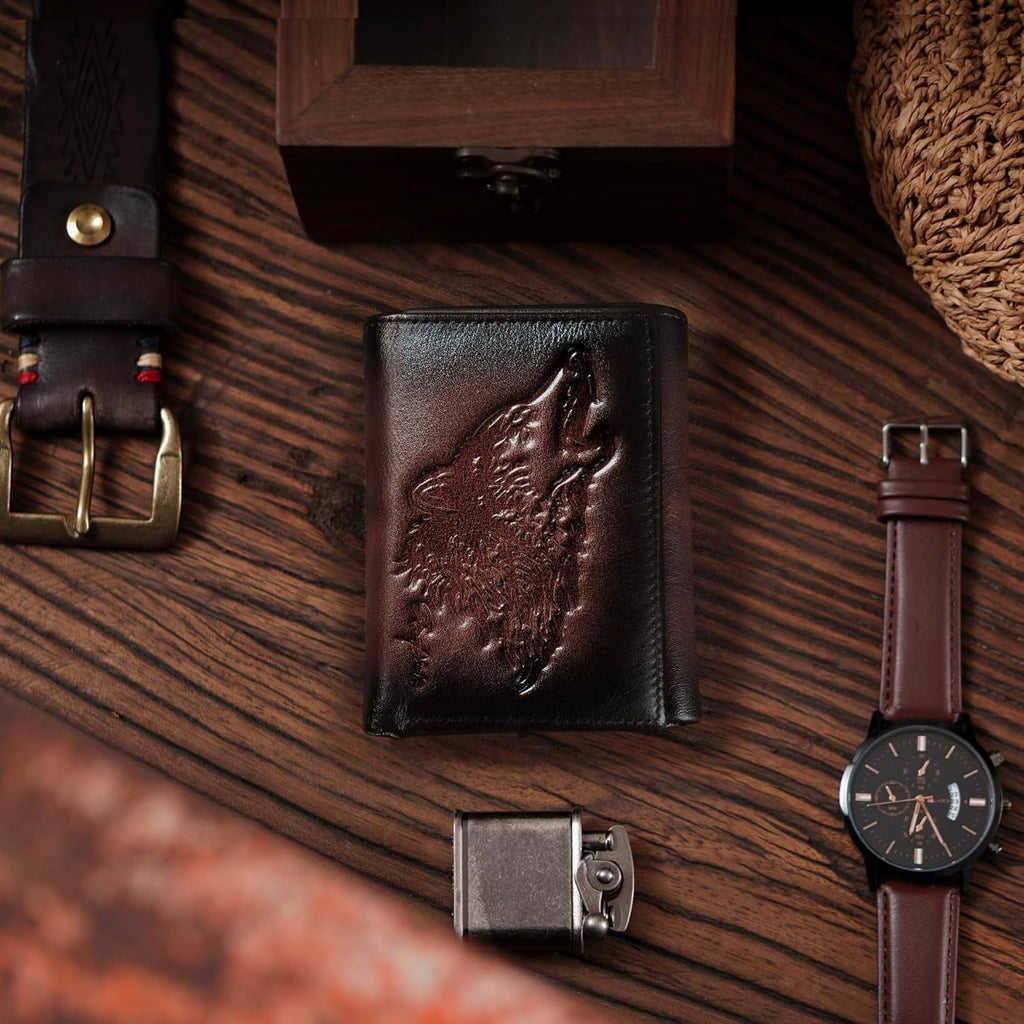 Men's Trifold Wallet, Wallets For Men Leather,Rfid Blocking,Gifts For Him Husband (coffee) - Image 5
