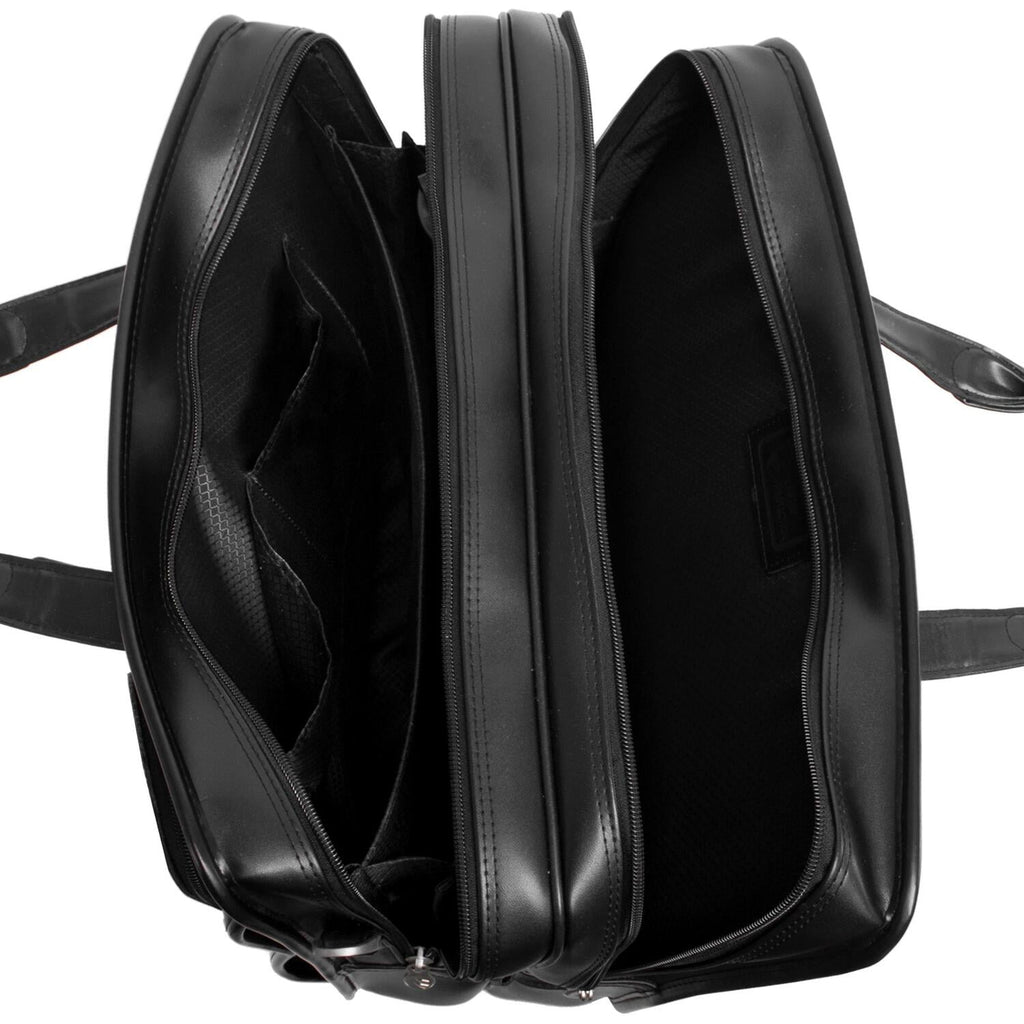 Mcklein 17" Clinton Leather 2-in-1 Removable-Wheeled Laptop Case 88445 - Black - Image 3