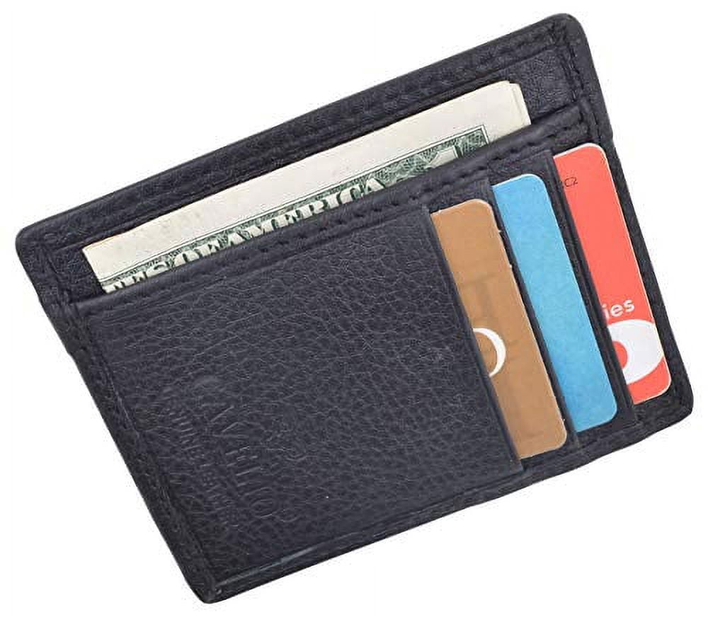 Men's Minimalist Slim Thin Front Pocket Credit Card ID Holder Leather Wallet - Image 3