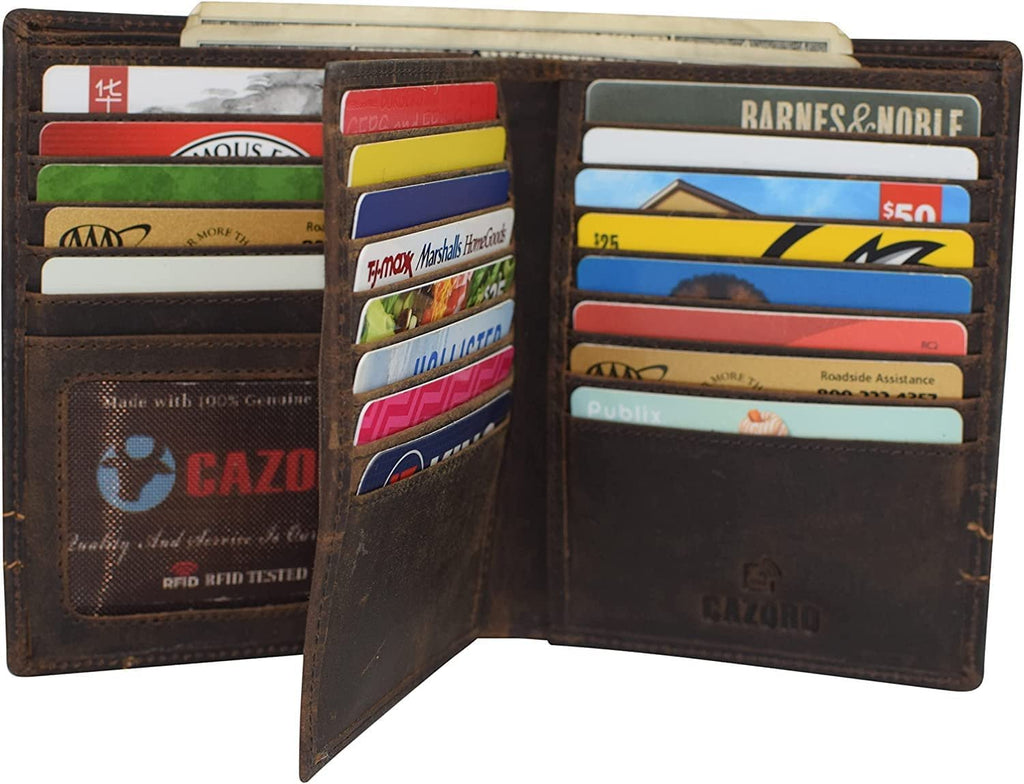 Men's Hipster Bifold RFID Blocking Vintage Leather Multi-Card ID Holder European Wallet for Men Brown Logo - Image 4