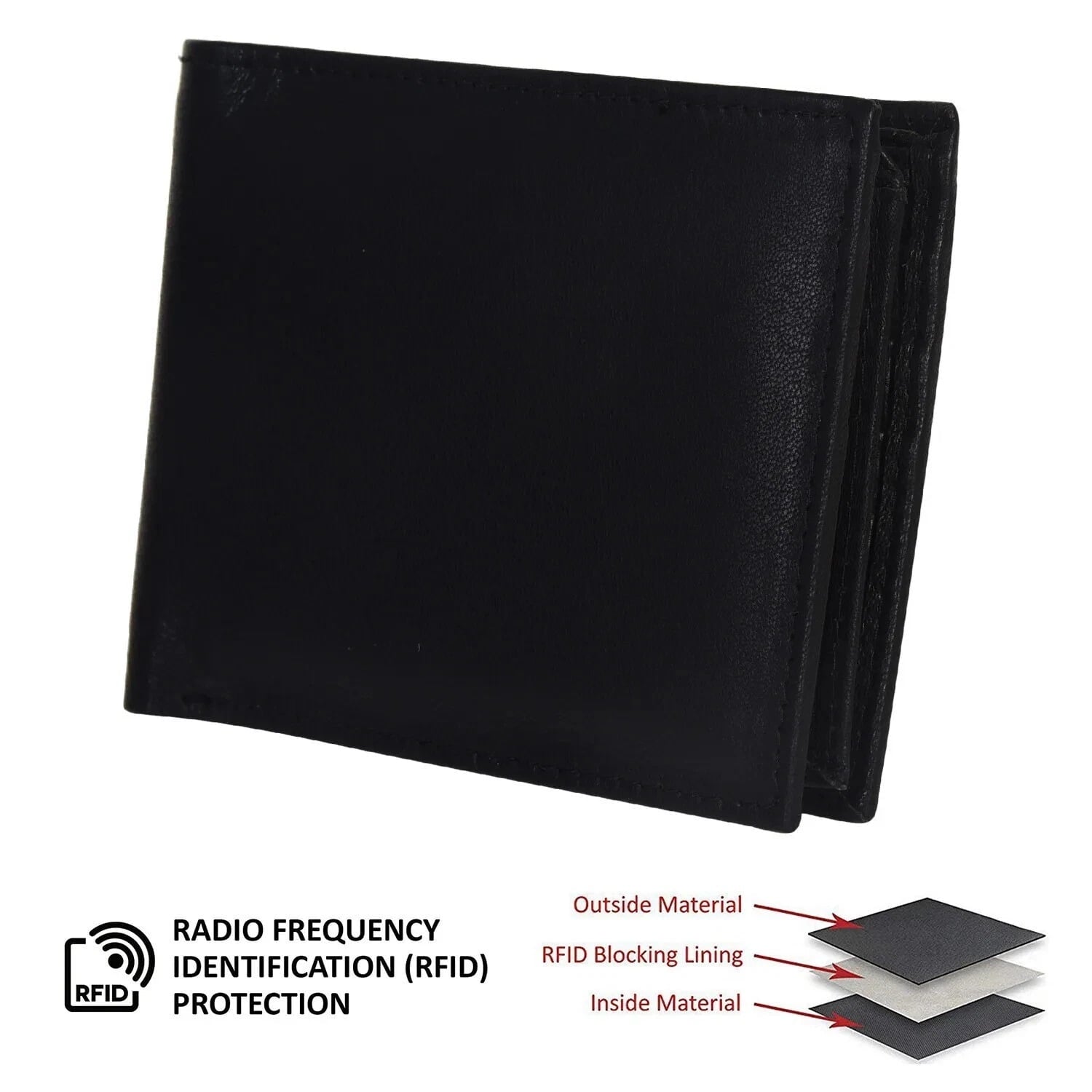 Genuine Leather Minimalist Bifold Wallets For Men RFID Blocking Slim Mens Wallet - Image 4