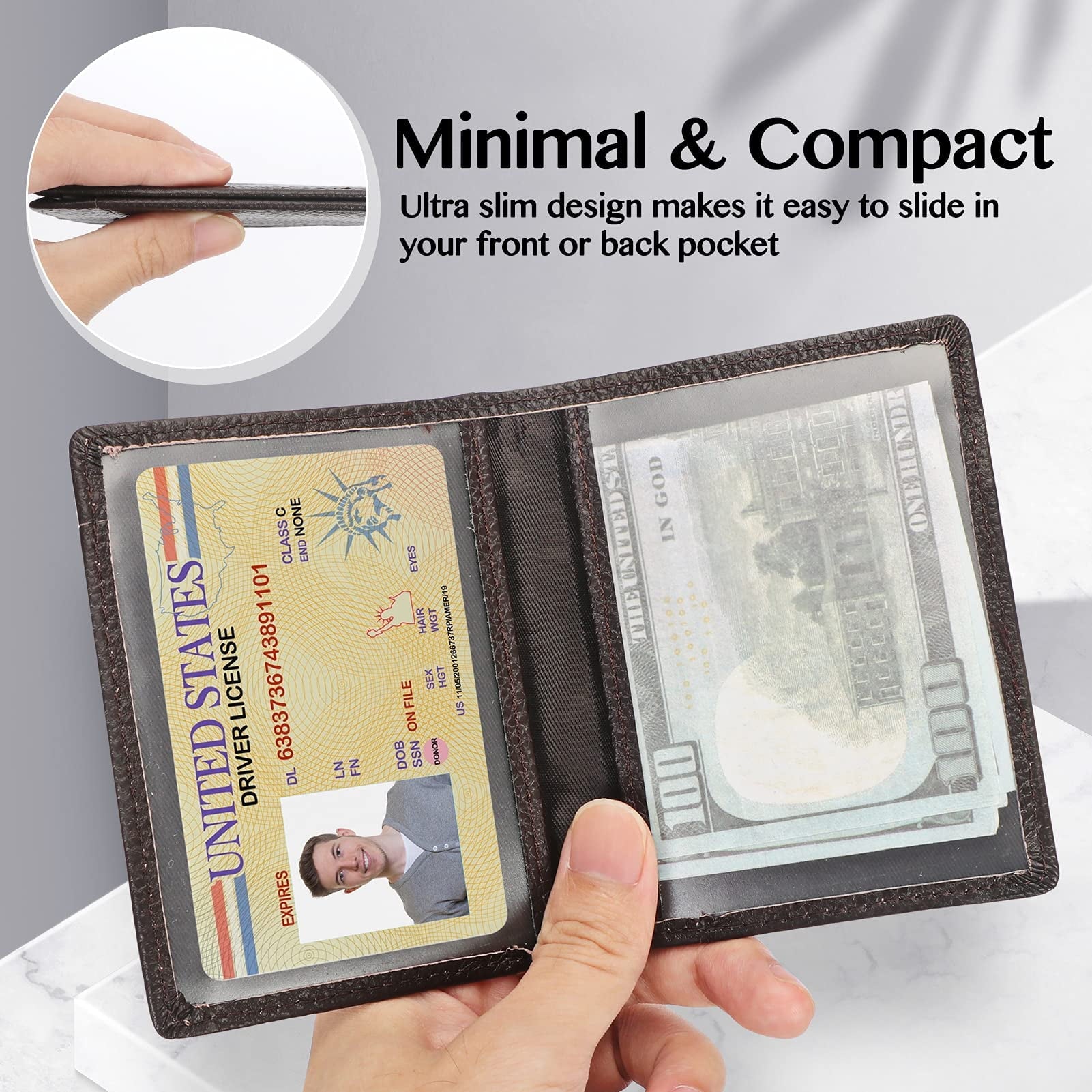 Ultra Thin Leather Credit Card Case, Credit Card Holder with ID Window, Slim Minimalist, Suitable for Daily Use, Wallets with 8 Card Slots a - Image 6