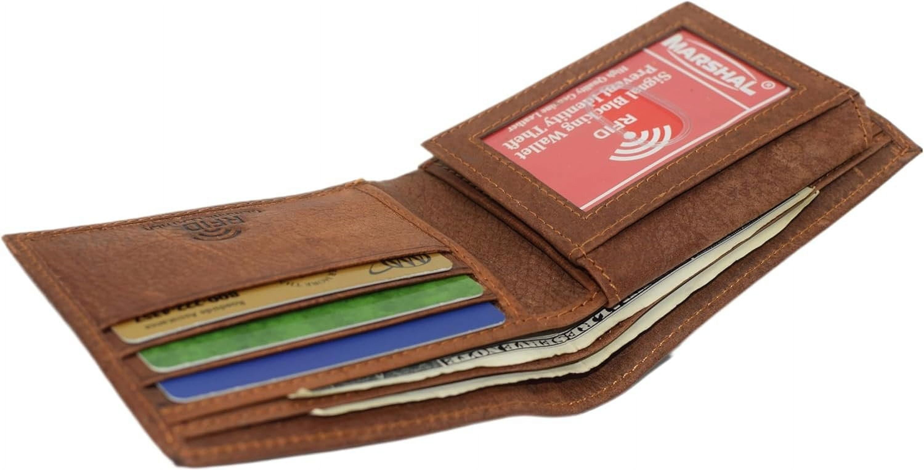 Marshal RFID Blocking Elephant Genuine Leather Bifold Trifold Wallet for Men Bifold - Image 6
