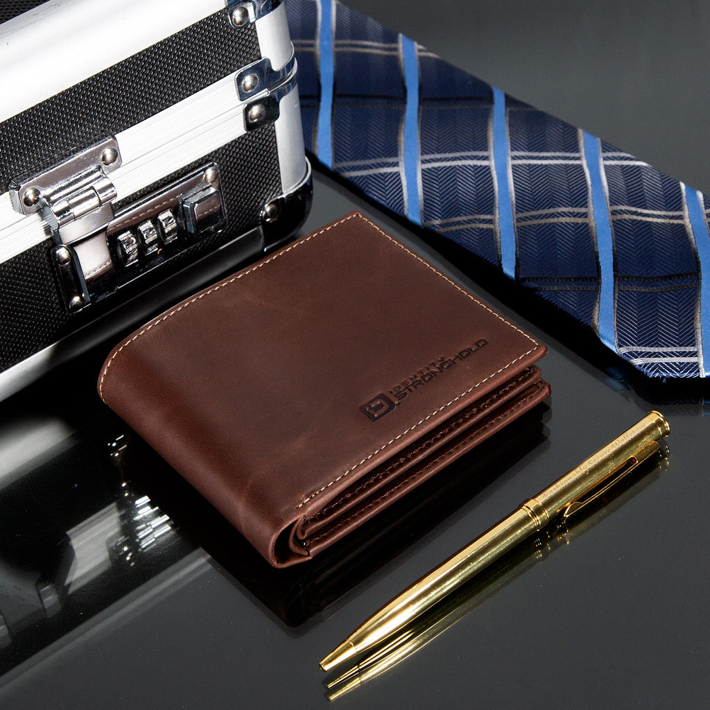 – Men’s RFID Leather Wallet - Bifold with ID Window (Brown) - Image 5