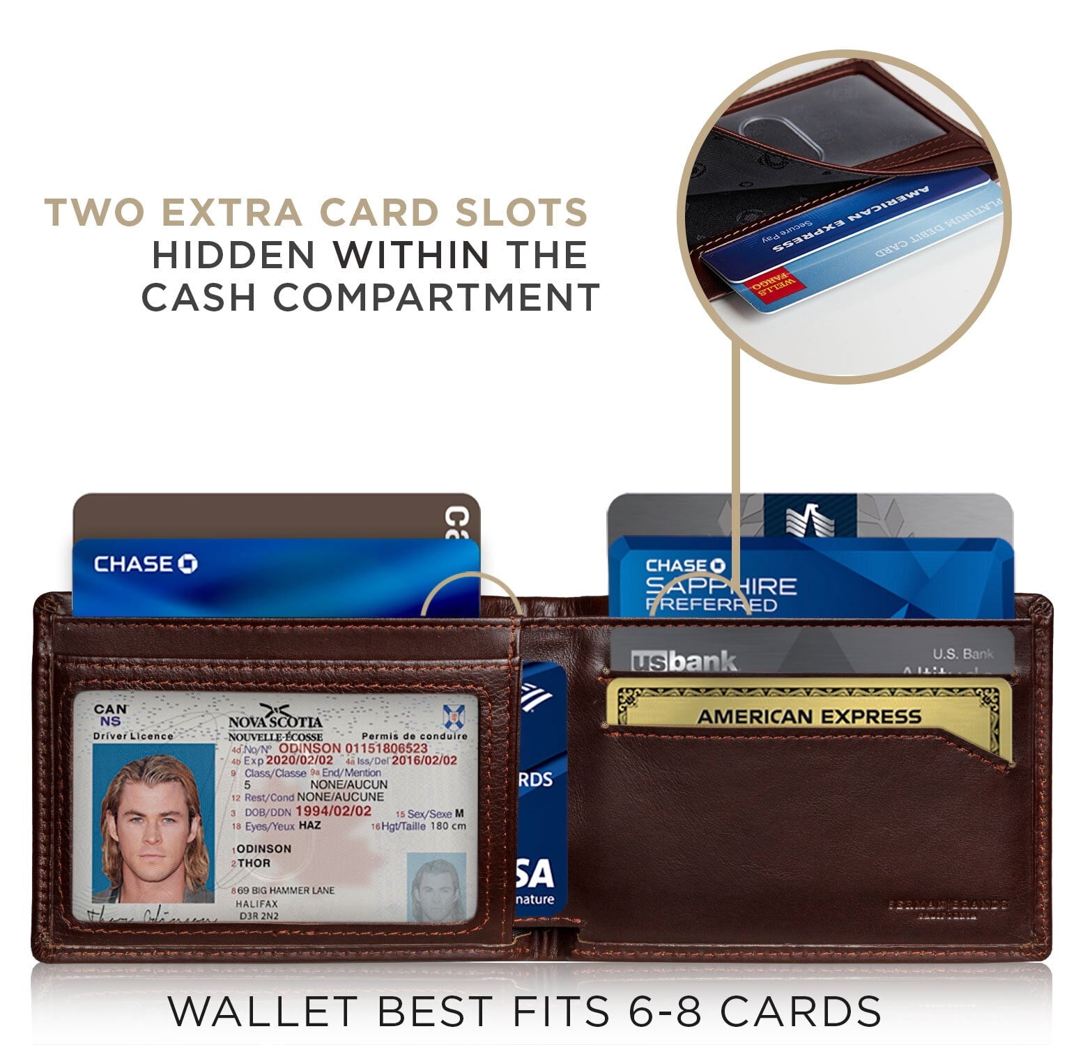 Mens Slim Bifold Wallet | RFID Blocking Minimalist | Front Pocket | Full Grain Leather Wallets for Men | Thin & Styli... - Image 3