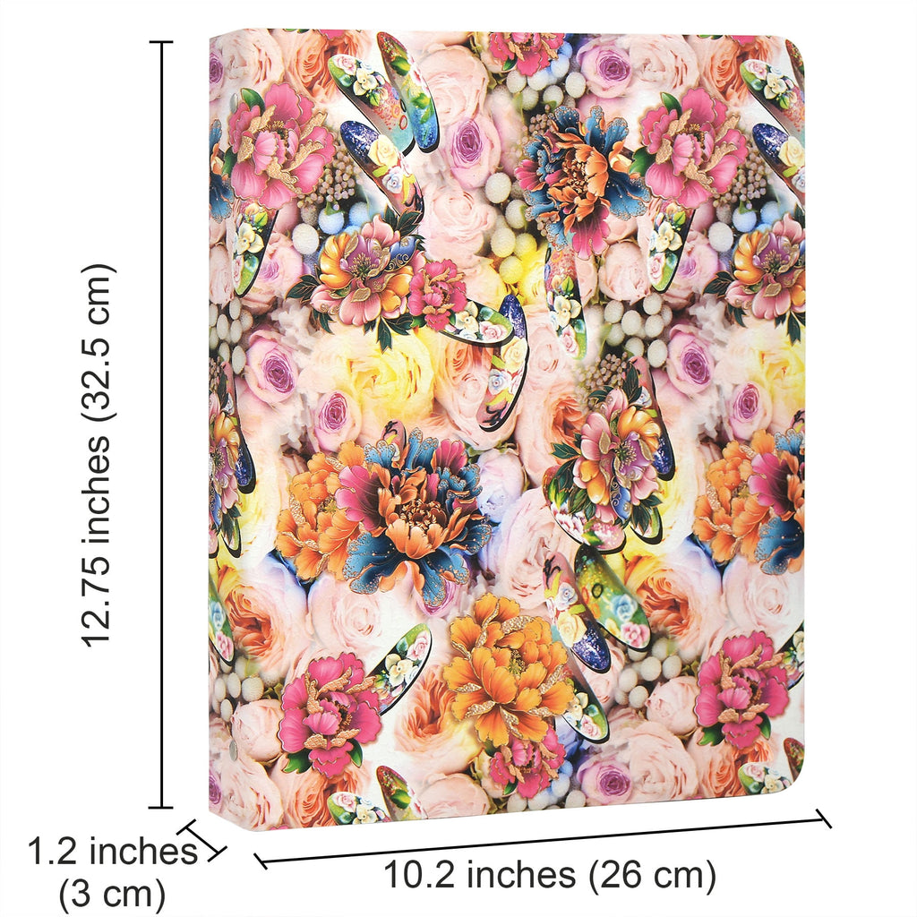 Flower Painting PU Leather Padfolio Ring Binder with Color File Folders, Organizer Portfolio File Folder with 3-Ring Binder and Clipboard - Image 5