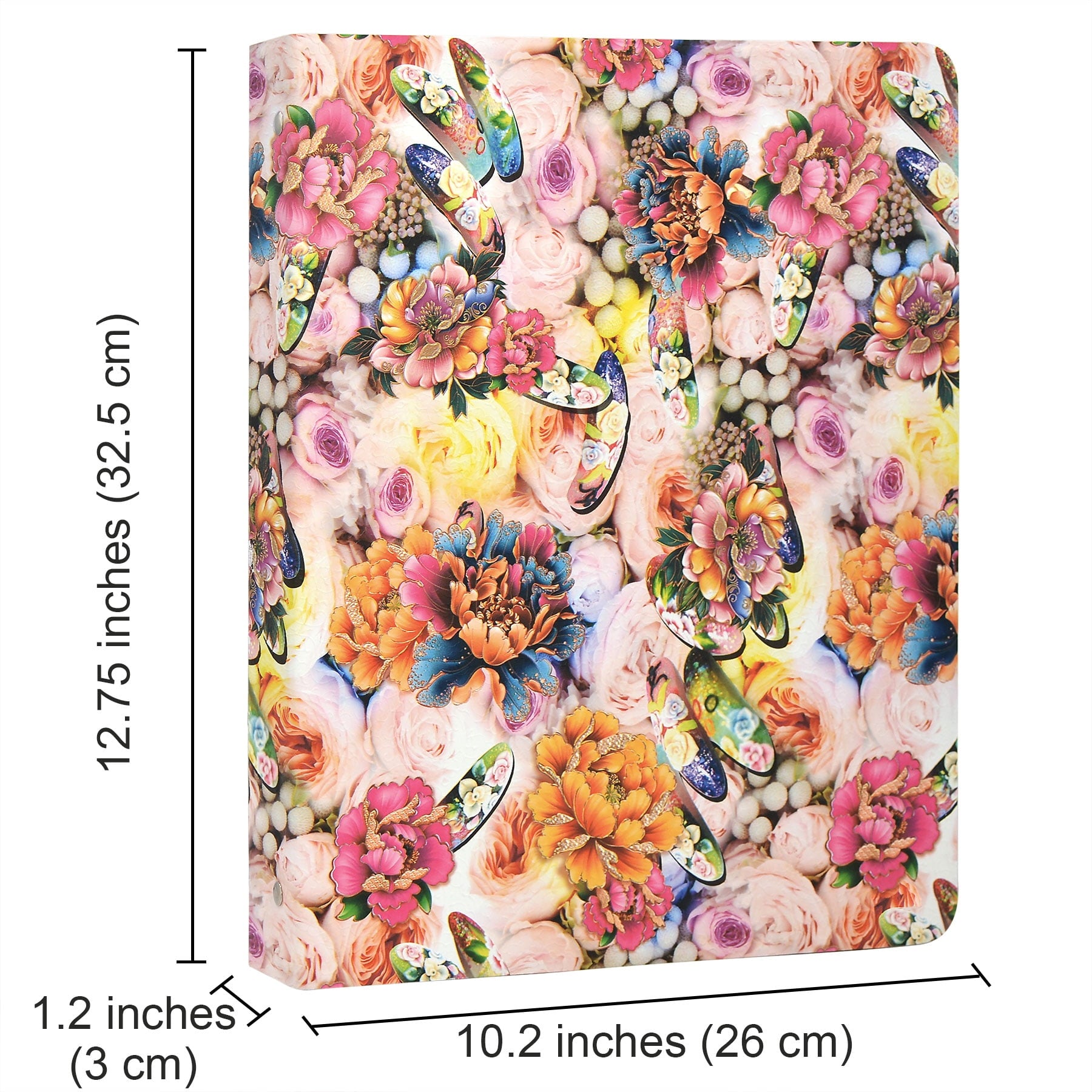 Flower Painting PU Leather Padfolio Ring Binder with Color File Folders, Organizer Portfolio File Folder with 3-Ring Binder and Clipboard - Image 5