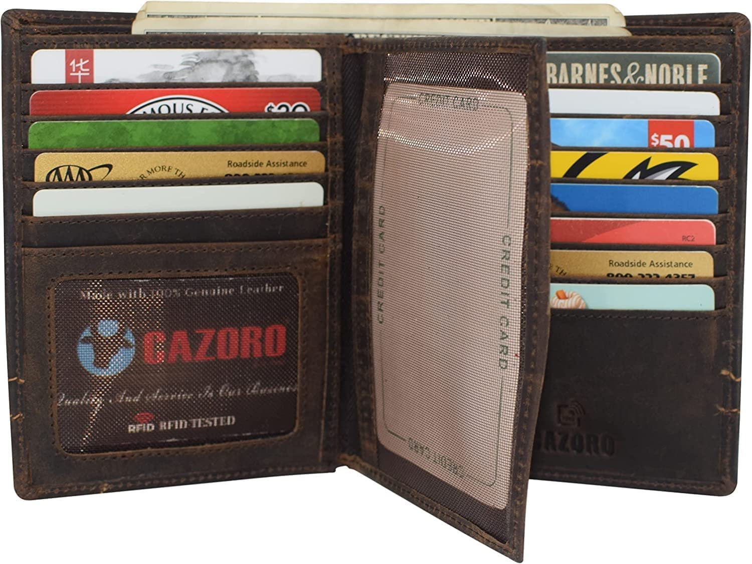 Men's Hipster Bifold RFID Blocking Vintage Leather Multi-Card ID Holder European Wallet for Men Brown Logo - Image 3