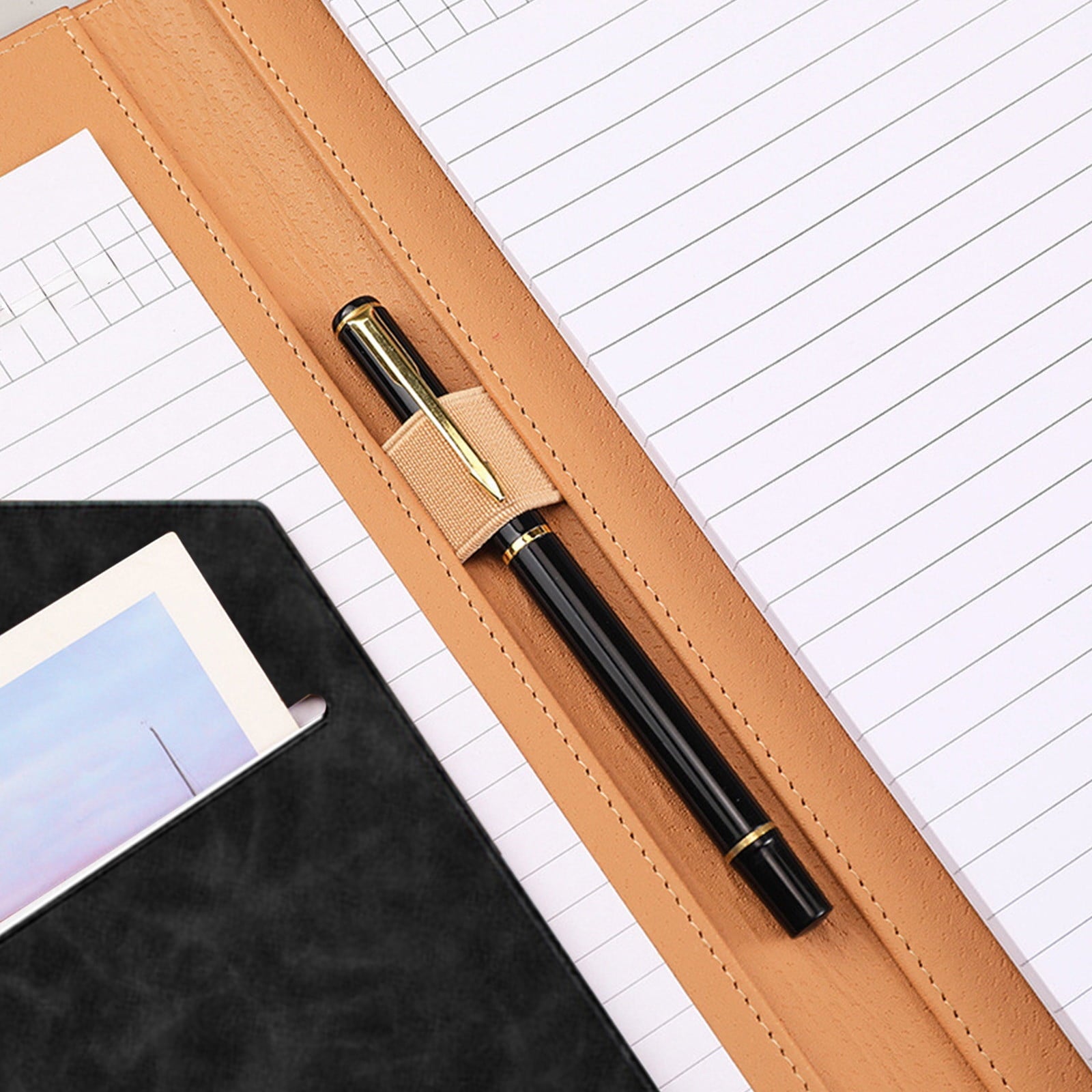 Padfolio Portfolio Folder, Faux Leather Interview Resume Folder with Document Organizer & Business Card Holderss, Let... - Image 6