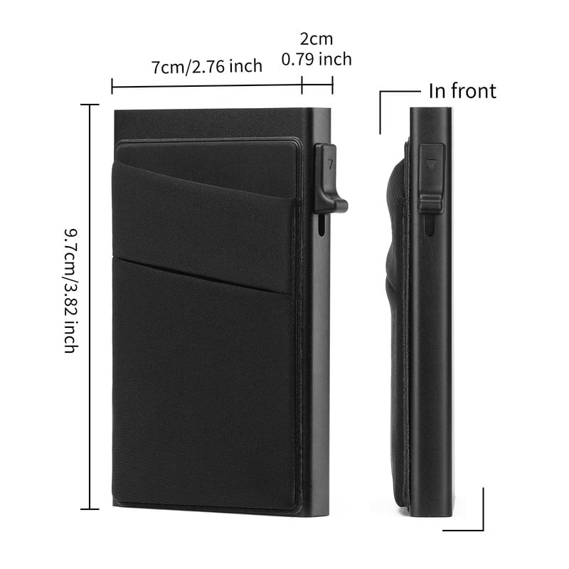 Slim Smart Aluminum Card Holder Mens Wallet Minimalist Leather RFID Blocking Metal Pop Up Wallet - Image 6