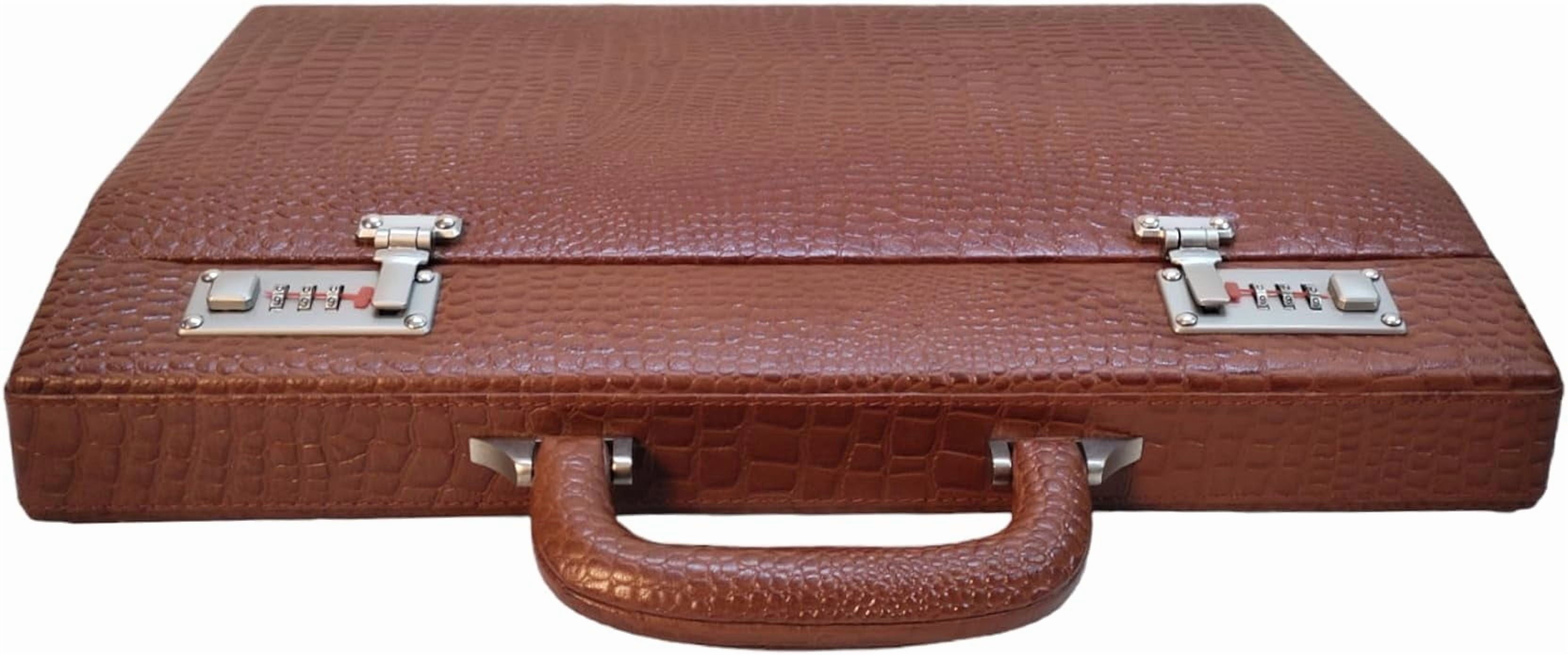 Pure Leather Briefcase Executive Handbag for Men's Leather Attache Briefcase 14 Inch Laptop MacBook Carry Case - Image 3