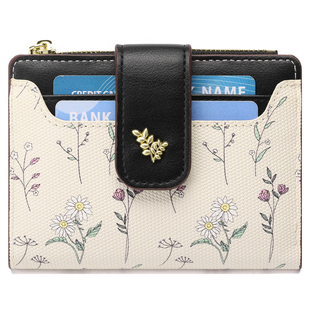Small Wallet for Women Slim Bifold Leather Credit Card Holder Purse Zipper Pocket Coin Wallets with ID Window - Image 6