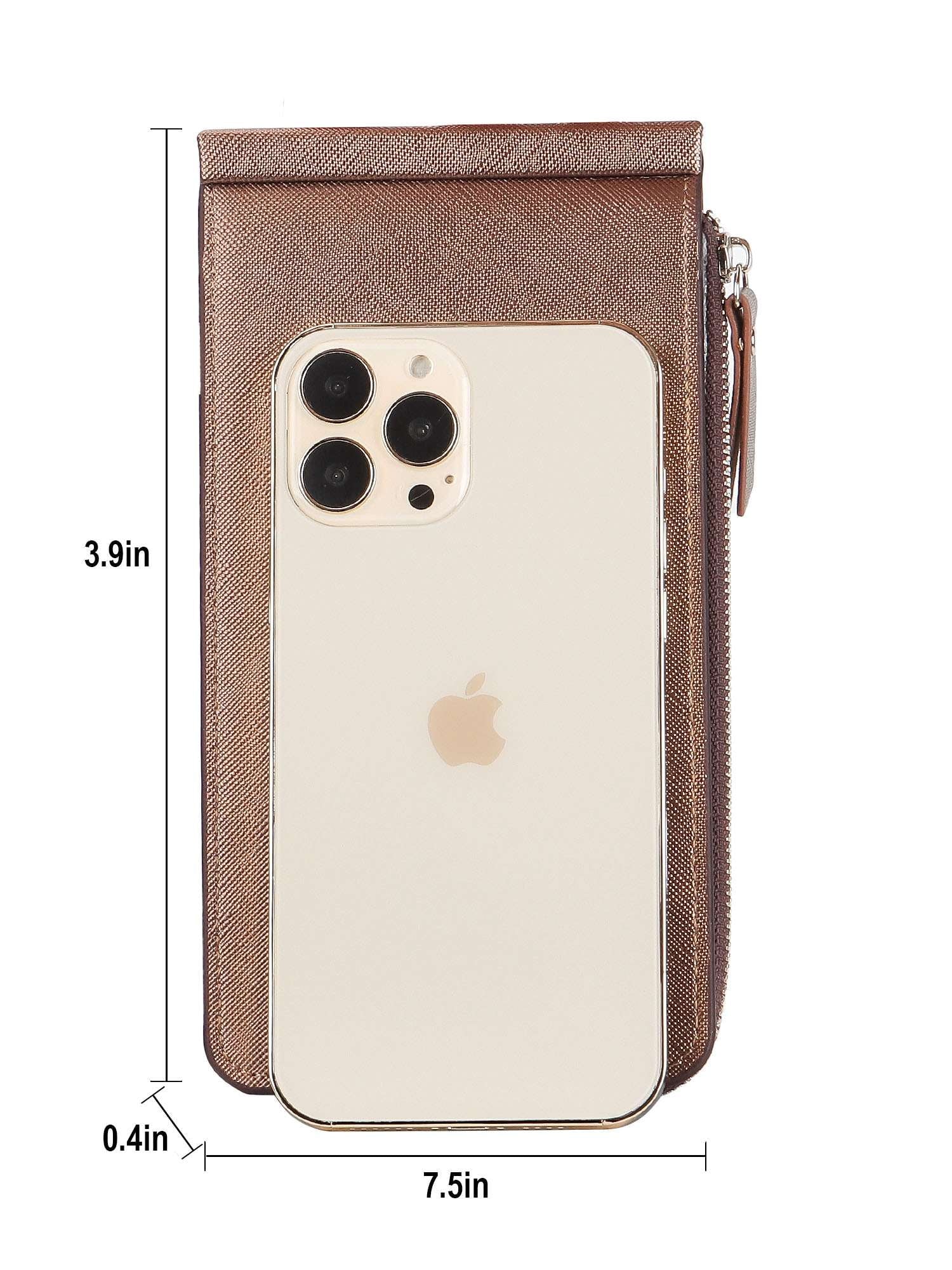 Leather Wallets for Women RFID Blocking Slim Purse Card Holder with Zipper Pocket (Kaki) - Image 3