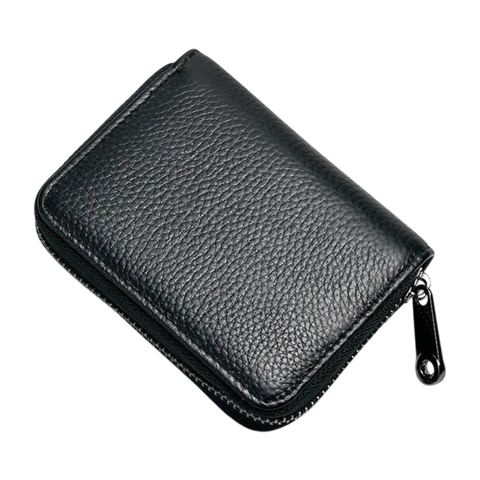 Slim Leather Card Holder,RFID Blocking Credit Card Organizer,Small Thin Wallet for Men and Women,Zip Around Coin Purse,Driver's License ID C - Image 2