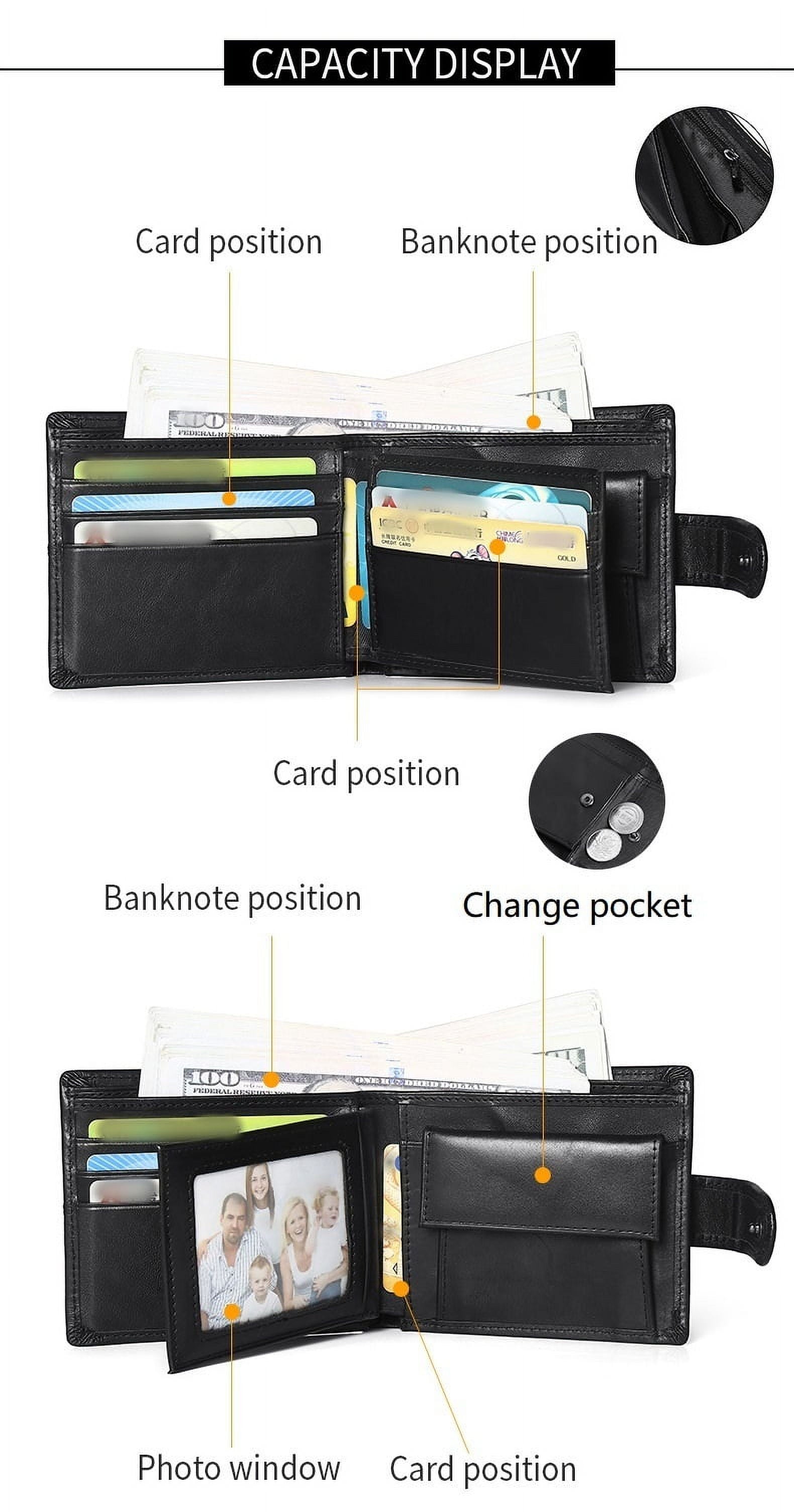 Genuine Leather Wallet for Men RFID Blocking Bifold Style Large Capacity with Card Slots Gift Box Father’s Day Gift f... - Image 3