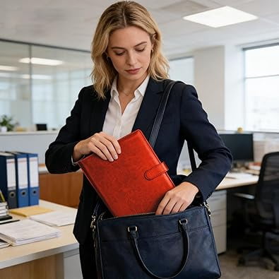 Faux Leather Padfolio Portfolio Folder, Expanding Business Portfolio Binder for Interview Office School, Professional Presentation Organizer - Image 3