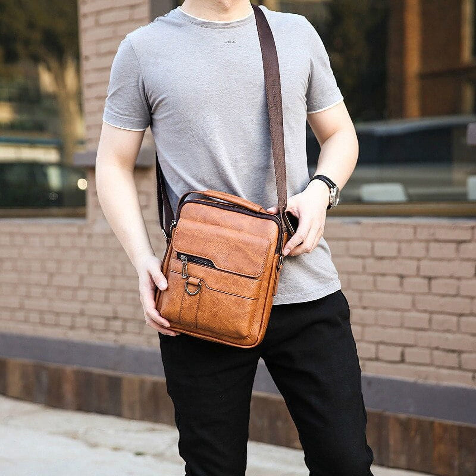Men Leather Shoulder Bags Man Business Crossbody Bags For IPAD Air Mini Male Leather Handbag Small Briefcase Men's Messenger Bag - Image 5