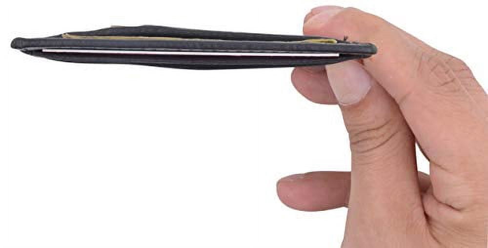 Men's Minimalist Slim Thin Front Pocket Credit Card ID Holder Leather Wallet - Image 6