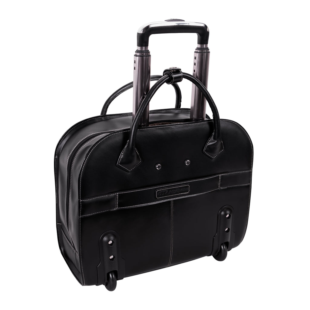 | 15” Leather Wheeled Laptop Briefcase - Image 4