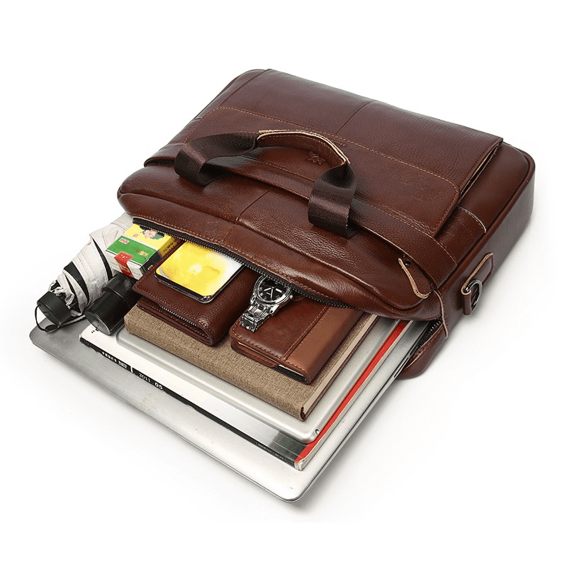 Leather Briefcases for Men 15.6 Inch Laptop Messenger Bag with Computer Shoulder Bag for Business, Travel, Work, Offi... - Image 3
