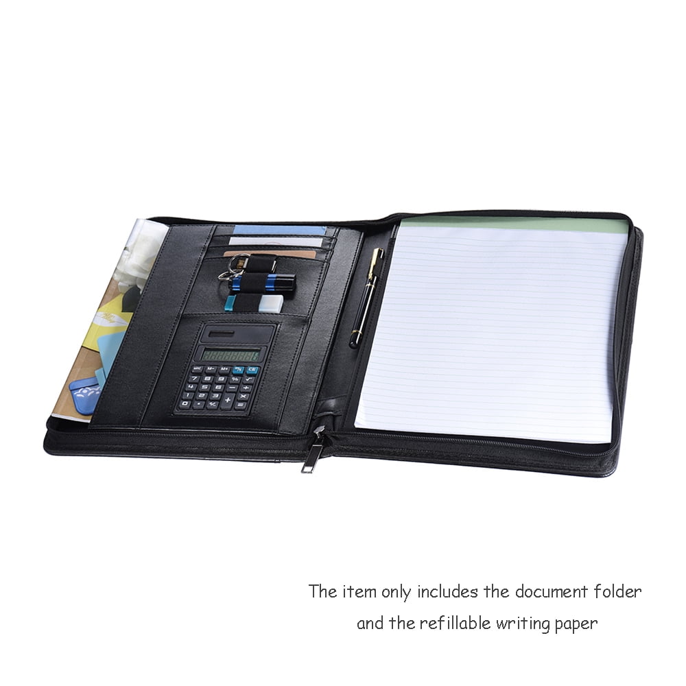 Professional Business Portfolio Padfolio Folder Document Case Organizer A4 PU Leather Zippered Closure with Calculato... - Image 4