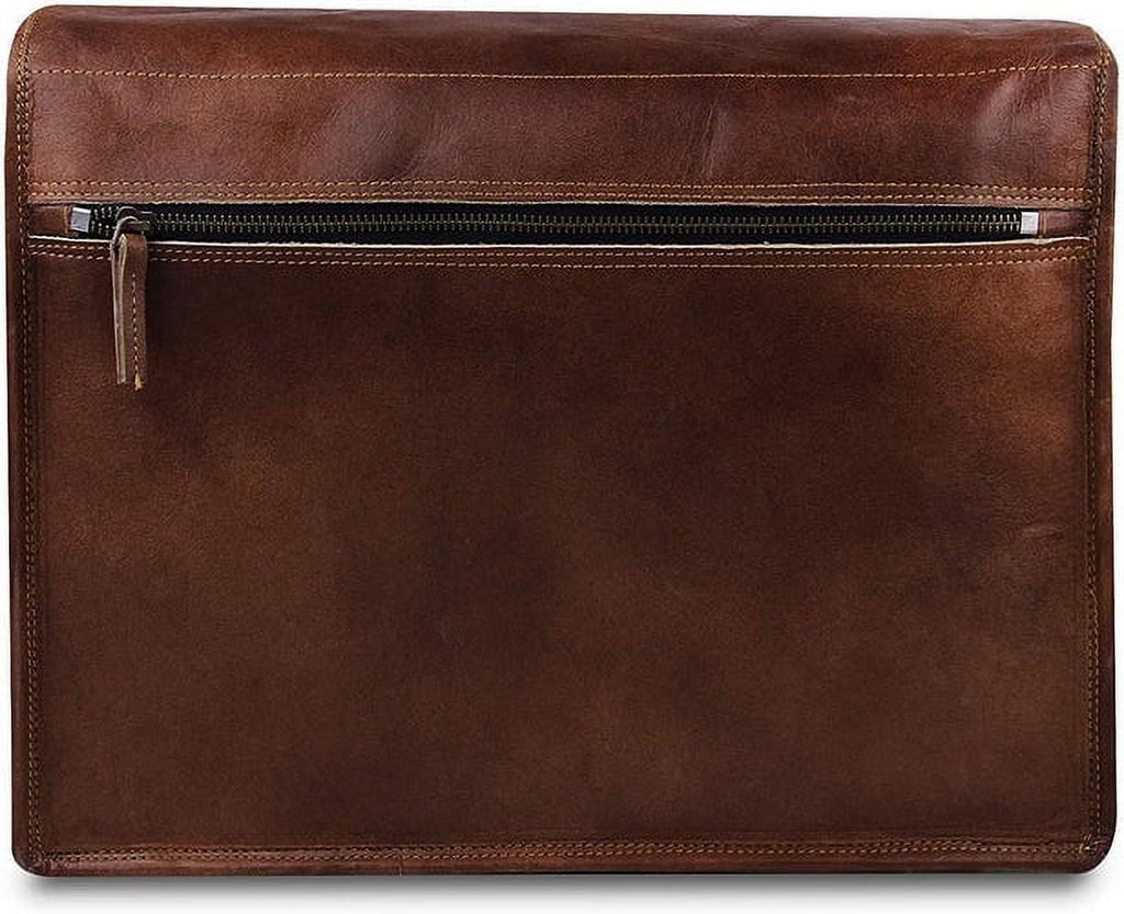 15" Leather Messenger Bag for Men and Women - Laptop Briefcase Bag For College, Office, Adjustable Shoulder Strap Satchel - Image 5