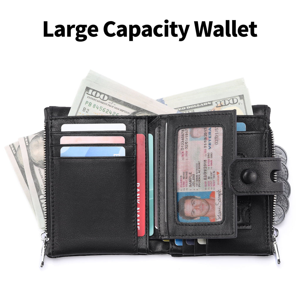 Genuine Leather Wallet for Men Large Capacity Men Wallets RFID Blocking ID Window Card Case with Zip Coin Pocket - Image 6