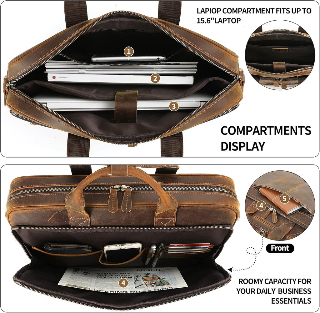Briefcase for Men, Business Messenger Bag Laptop Bag Attache Case, Fits 15.6 Inch Laptop - Image 4