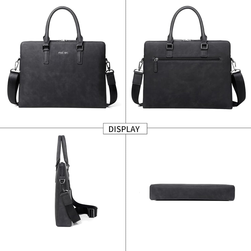 Business Bag Leather Messenger Bag Water Resistant Business Travel Briefcase Handbag Briefcase for Men - Image 3
