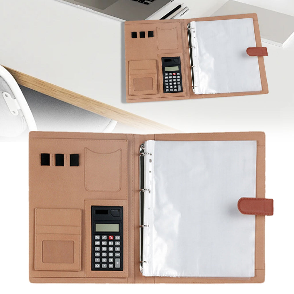CoreLiving Professional Leather Folder Portfolio, Resume Document Binder with Notepad, Calculator Storage and Multi-Pocket Organizer for Bus - Image 2