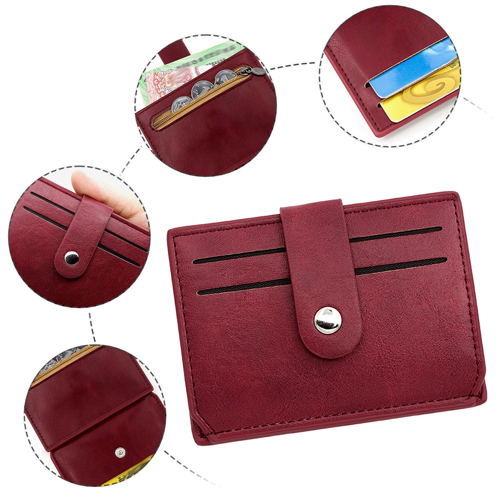 Womens Mens Faux Leather Slim Credit Debit Card Holder RFID Blocking Driver License Holder Zipper Pockets - Image 3