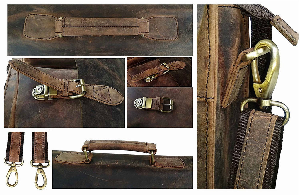 Cuero Retro Buffalo Hunter Leather Laptop Messenger Bag Office Briefcase Travel Bag (Rich Brown) 18 inch X 13 inch X ... - Image 3