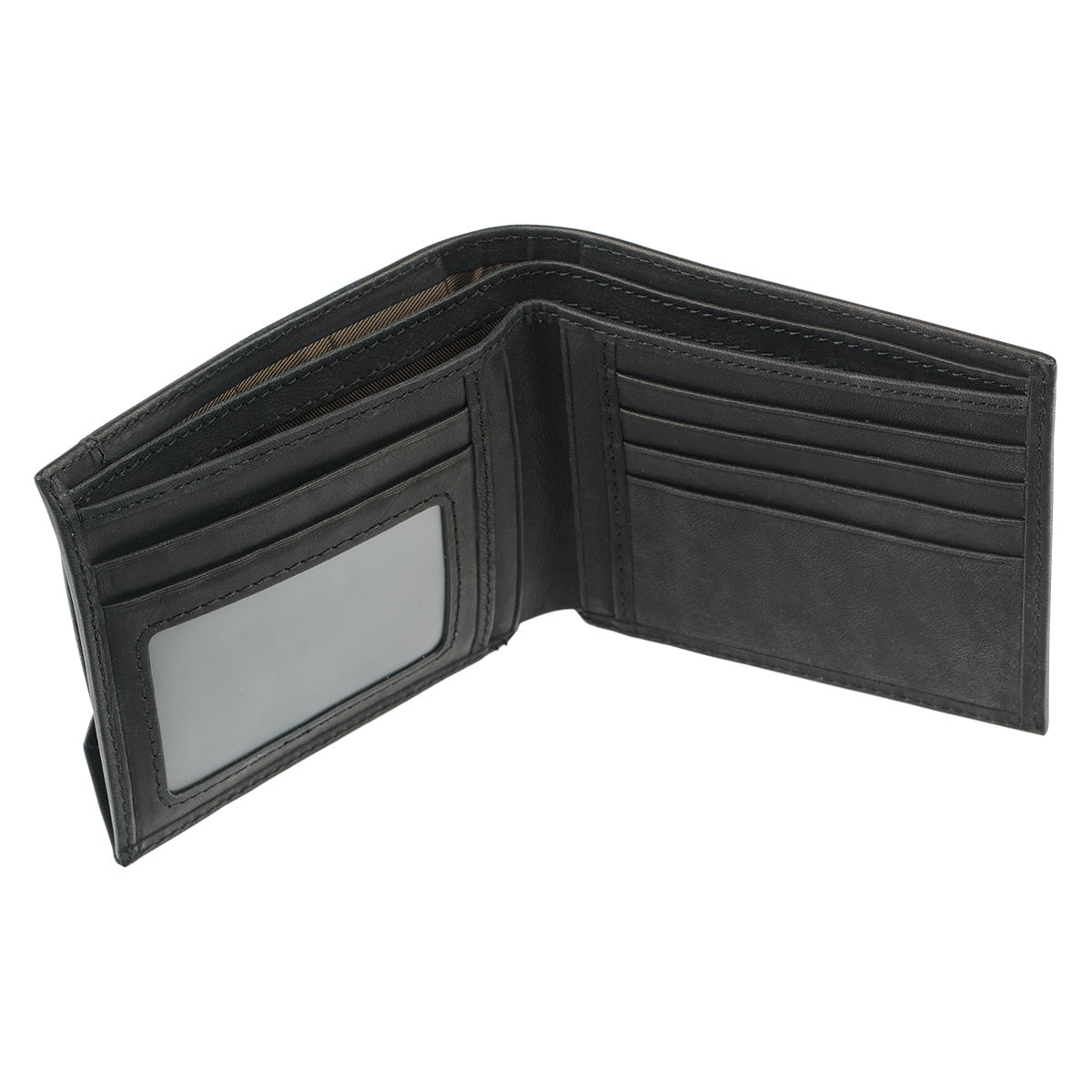 Genuine Premium Full Grain Leather RFID Blocking Silver Engraved Cross Wallet for Men: Multi Pocket Billfold w/Removable ID Window Accessory - Image 6