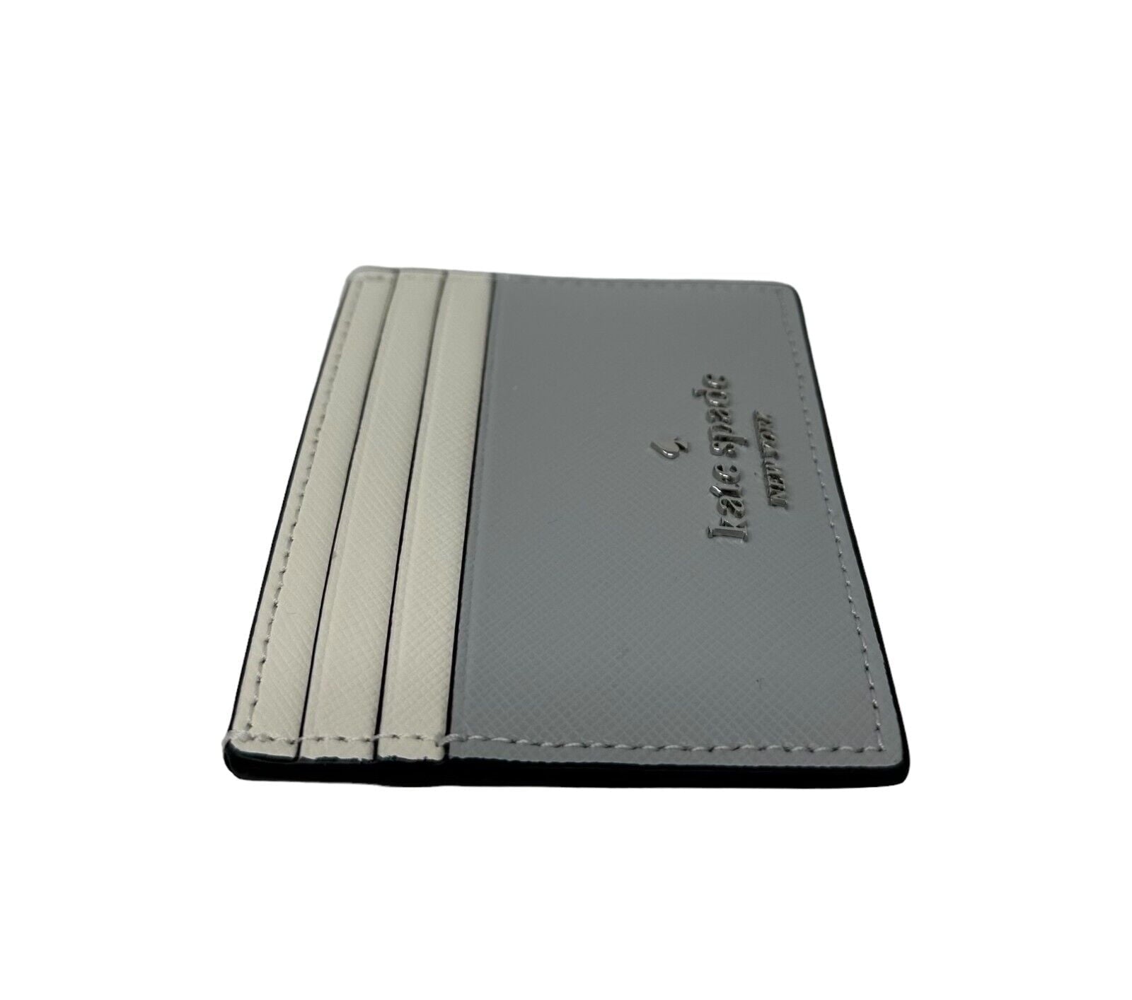 Kate Spade Madison Small Slim Card Holder Grey Saffiano Leather Wallet - Image 4