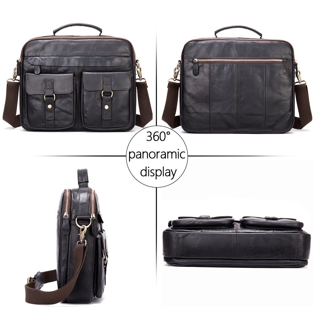 Men's Shoulder Bag Genuine Leather Men's Designer Bag Handbag for Men Briefcase Fit 14inch Laptop Messenger Bags Men'... - Image 3
