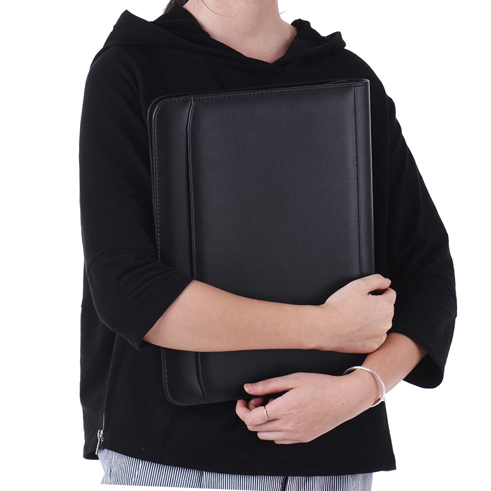 Professional Business Portfolio Padfolio Folder Document Case Organizer A4 PU Leather Zippered Closure Loose- Loop wi... - Image 4
